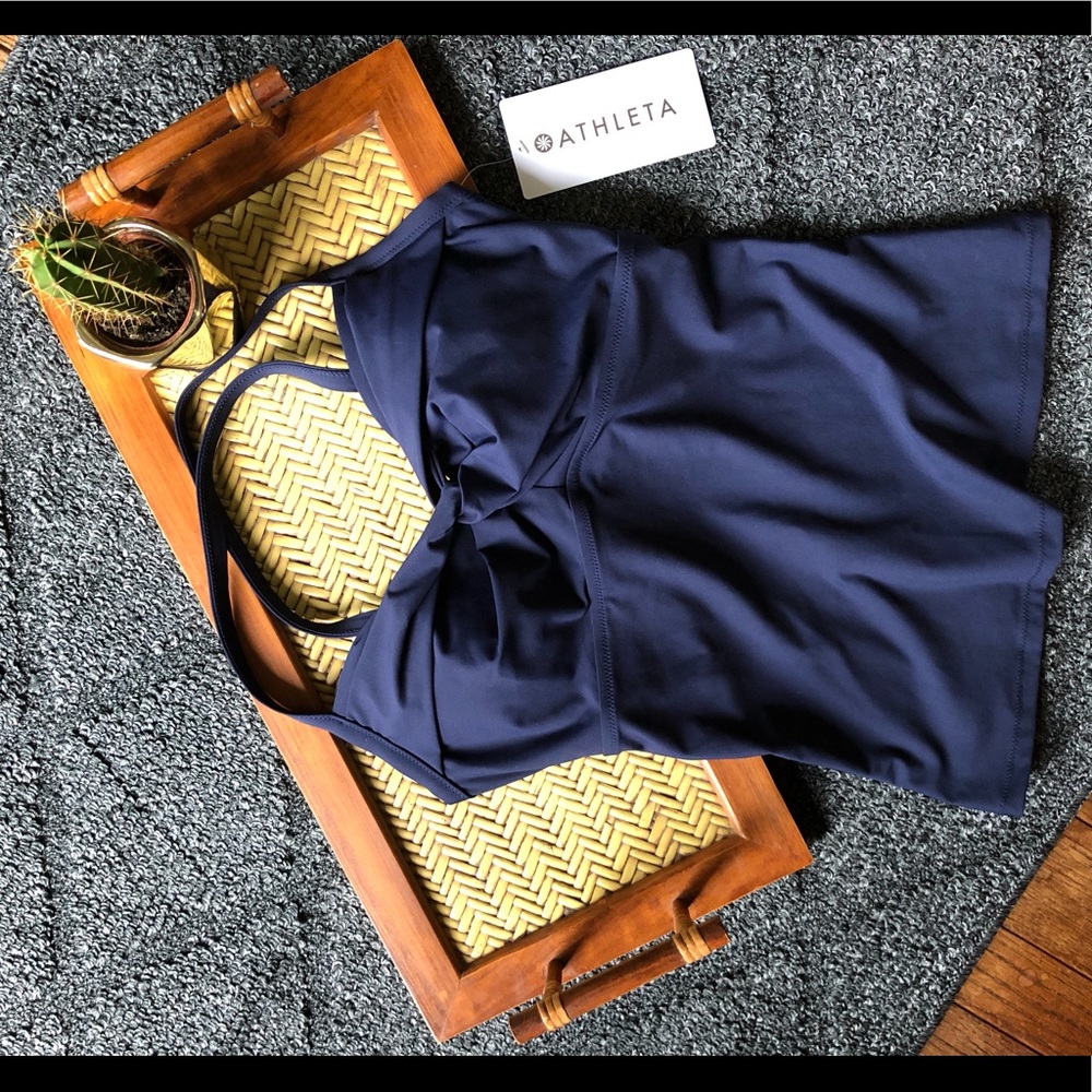 NWT Dark Blue Athleta 32 D/DD Twist Up Tankini Top